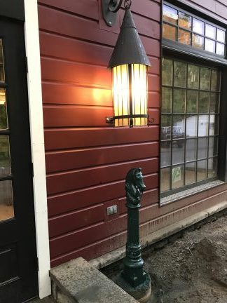 Historic lighting and hitching post
